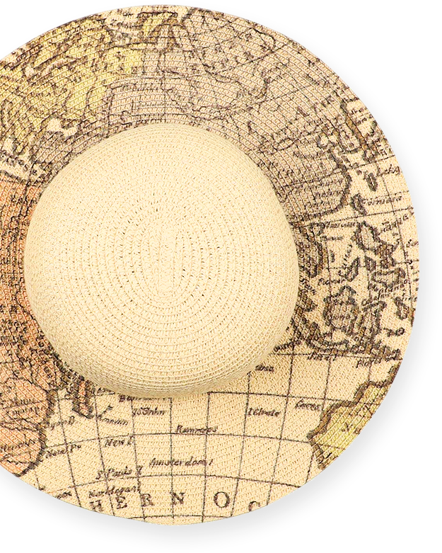Fashion Sun Hat Map Print